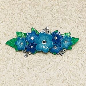Blue Floral Barrette Front View